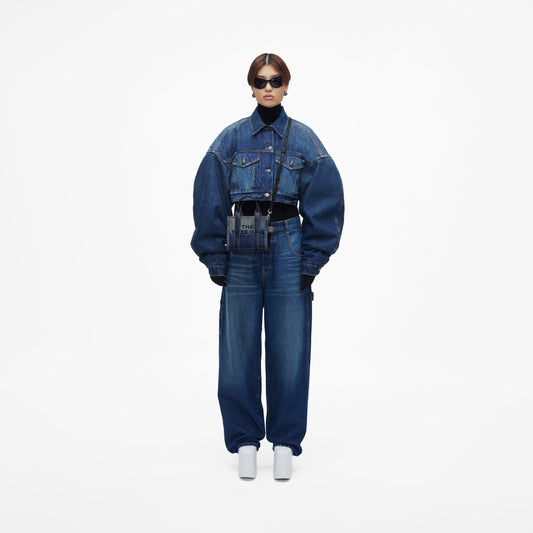 Marc Jacobs The Denim-Printed Leather Micro Tote Bag