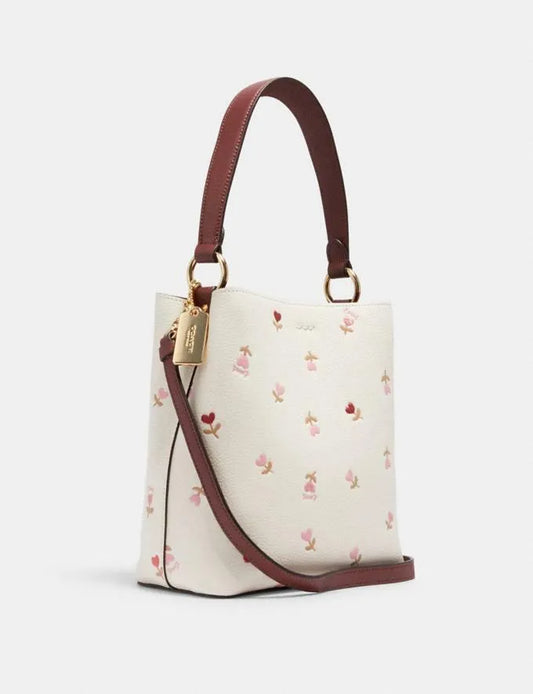 Coach Small Town Bucket Bag In Signature Canvas With Heart Floral Print