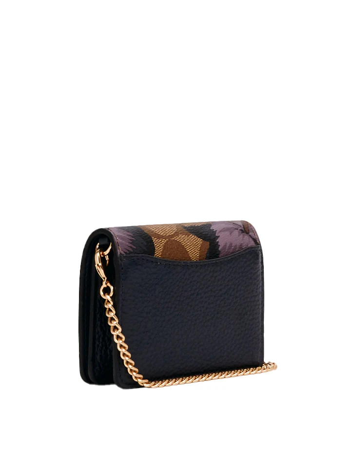 Coach Mini Wallet In Signature Canvas With Kaffe Fassett Print Purple Multi