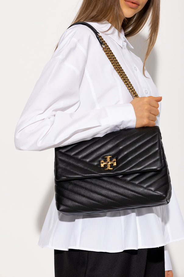TORY BURCH
Kira Chevron Convertible Shoulder Bag in black leather