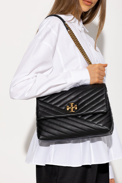 TORY BURCH
Kira Chevron Convertible Shoulder Bag in black leather
