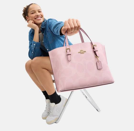 Coach Mollie Tote Bag 25 In Signature Canvas Pink