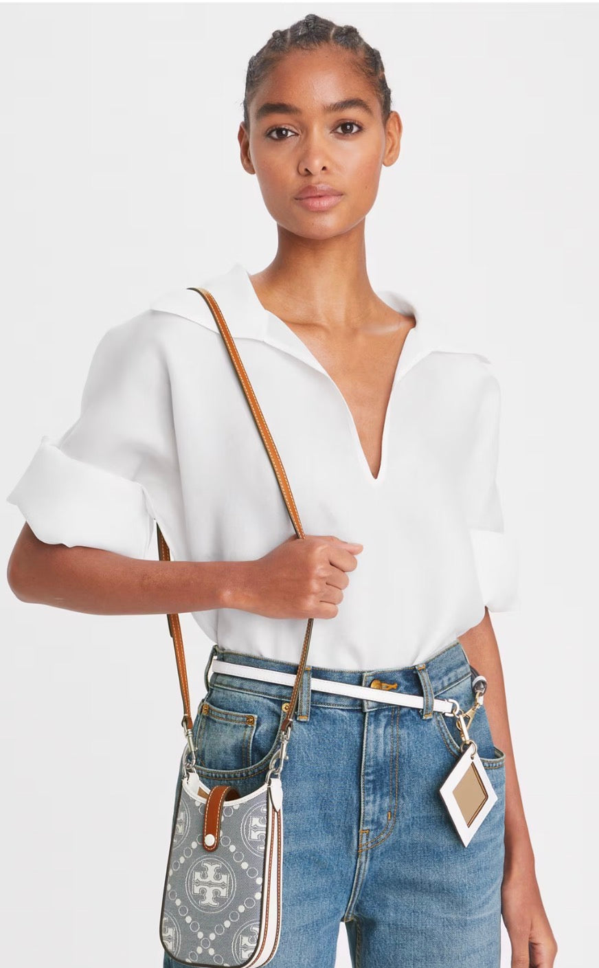 Tory Burch Monogram Denim Phone Crossbody