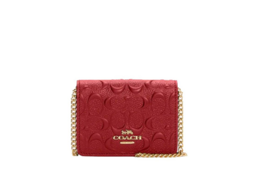 Coach Women's Burgundy and Gold Wallet-purses