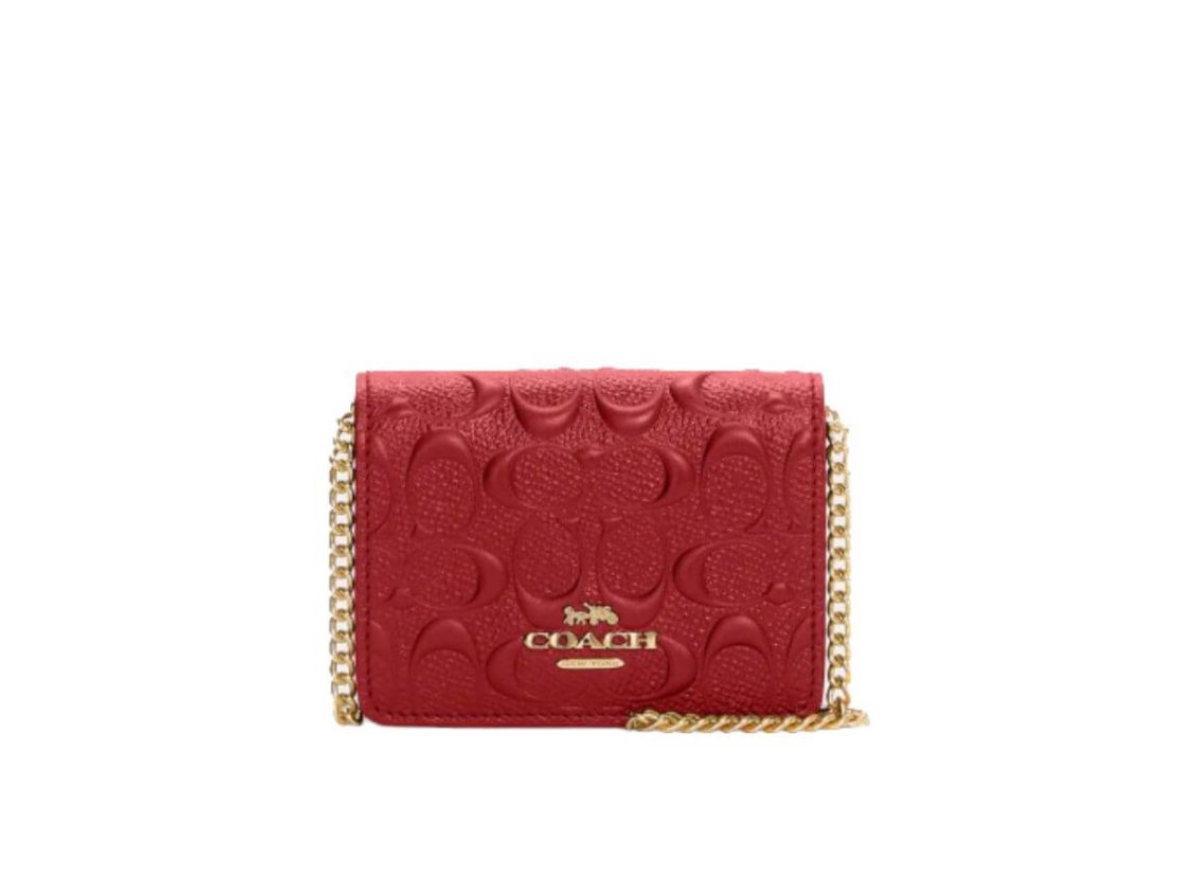 Coach Women's Burgundy and Gold Wallet-purses
