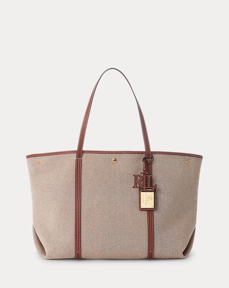Ralph Lauren Canvas & Leather Large Emerie Tote
