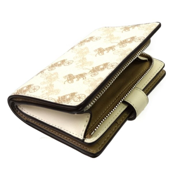 Coach Medium Corner Zip Wallet With Horse And Carriage Print
