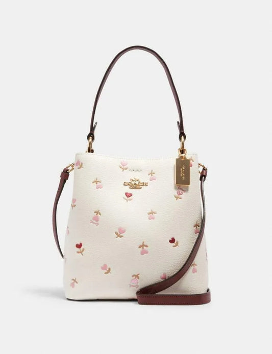 Coach Small Town Bucket Bag In Signature Canvas With Heart Floral Print