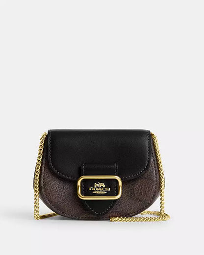 Coach Morgan Mini Card Case On A Chain In Signature Canvas