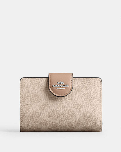 Coach Medium Corner Zip Wallet In Signature Canvas in sand taupe