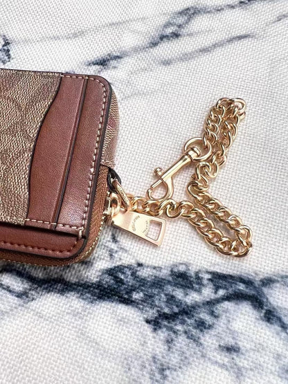 Coach Zip Card Case In Signature Canvas