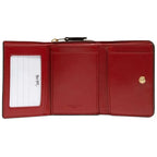 Coach Small Trifold Wallet In Signature Canvas Brown Red