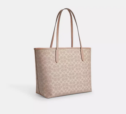 Coach City Tote Bag In Signature Canvas Sand Taupe