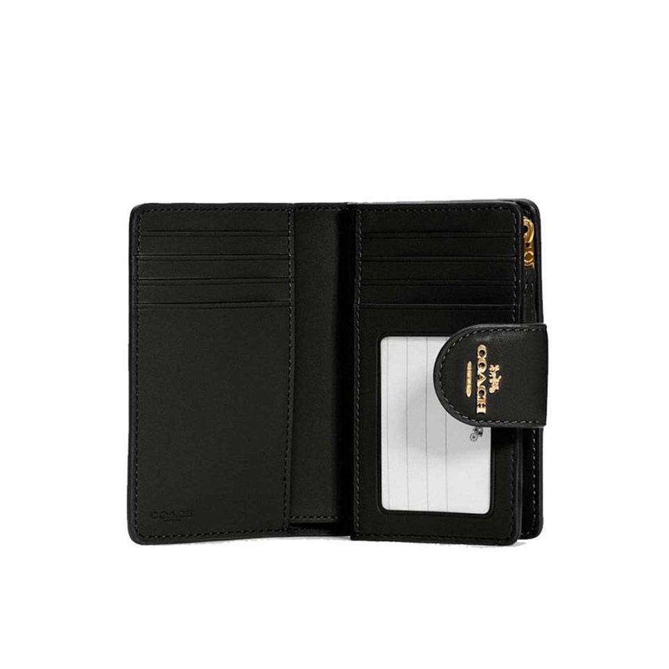 Coach Women's Medium Corner Zip Wallet In Signature Leather, Black