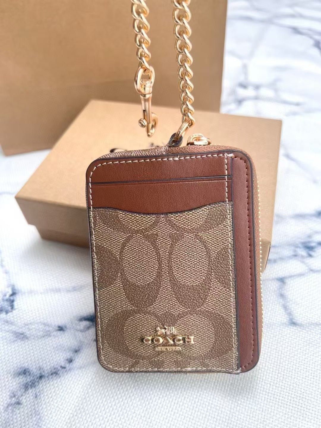 Coach Zip Card Case In Signature Canvas