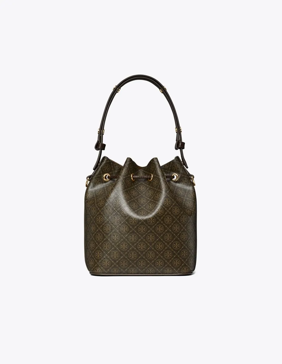 Tory Burch T Monogram Coated Canvas Bucket Bag