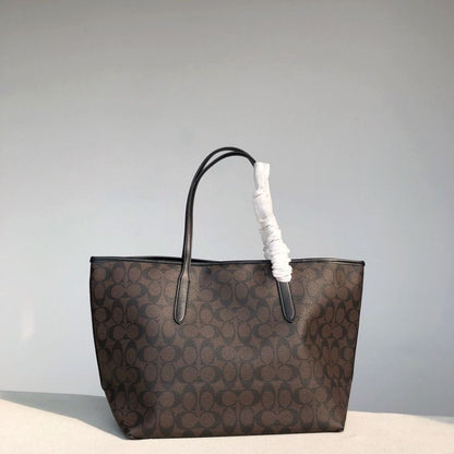 Coach City Tote Bag In Signature Canvas Brown Black