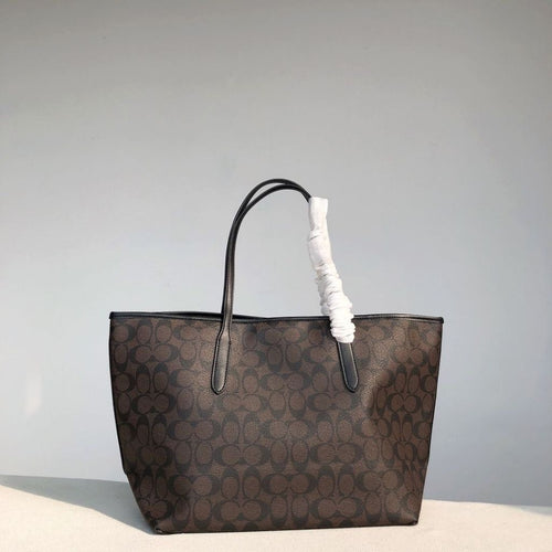 Coach City Tote Bag In Signature Canvas Brown Black