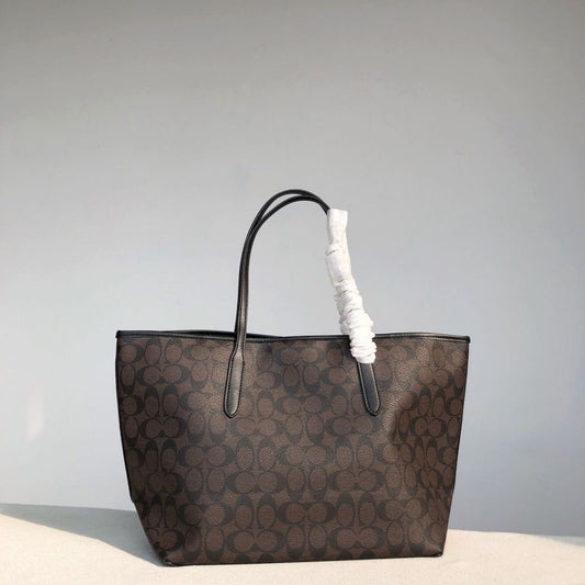 Coach City Tote Bag In Signature Canvas Brown Black