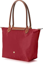 Longchamp Red/Brown Nylon Le Pliage Tote - Medium