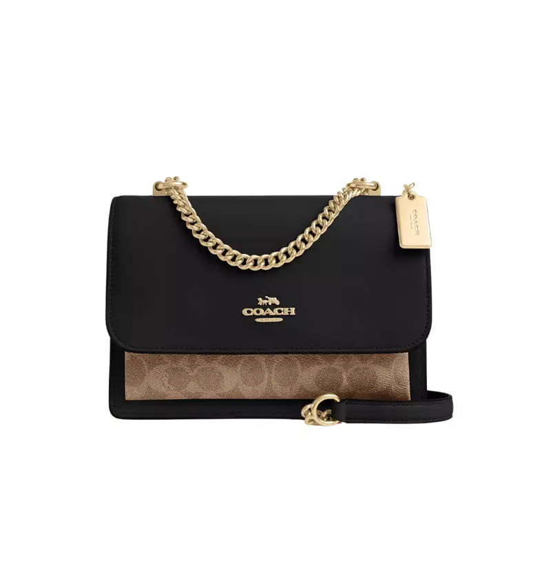 Coach Klare Crossbody Bag In Signature Canvas Tan Black