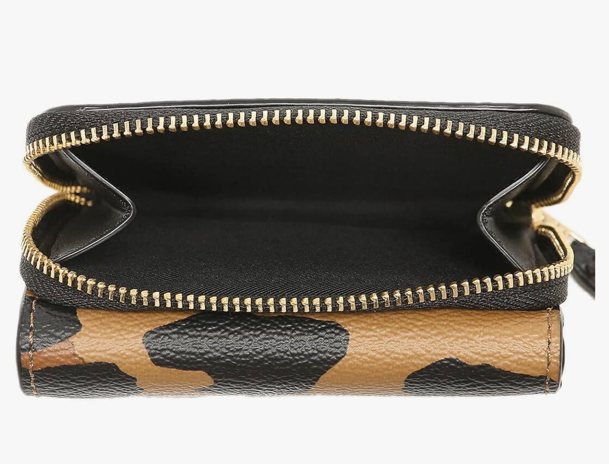 Coach Small Trifold Wallet With Leopard Print