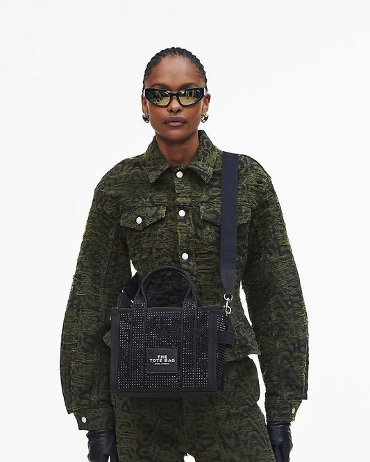 Marc Jacob The Crystal Canvas Small Tote Bag In Black