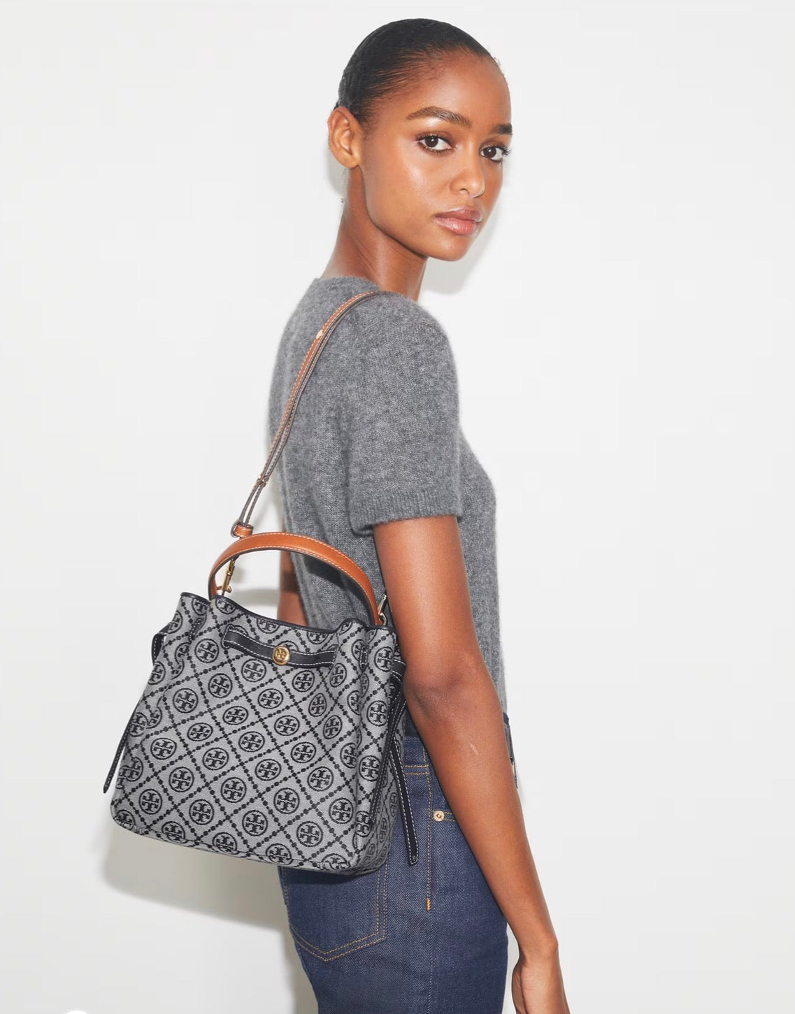 Tory Burch T Monogram Romy Bucket Bag