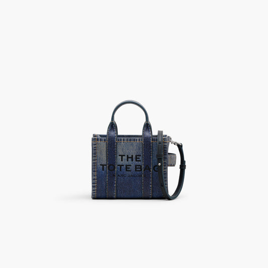 Marc Jacobs The Denim-Printed Leather Micro Tote Bag