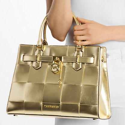 Michael Kors Hamilton Medium Metallic Satchel