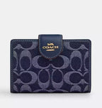 Coach Medium Corner Zip Wallet In Signature Denim