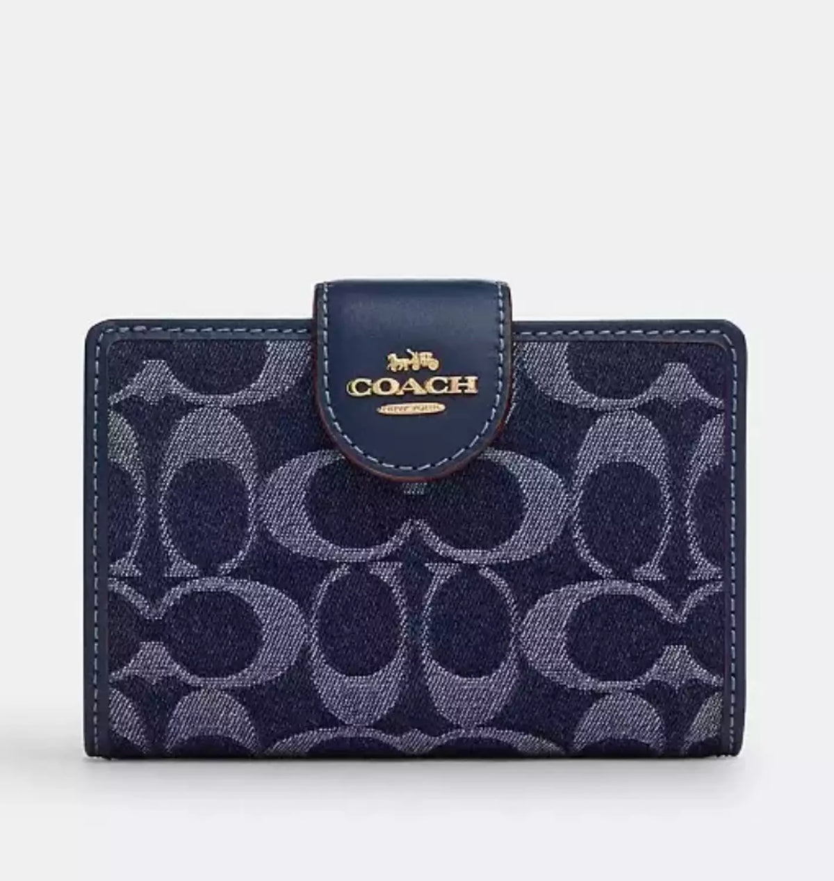 Coach Medium Corner Zip Wallet In Signature Denim
