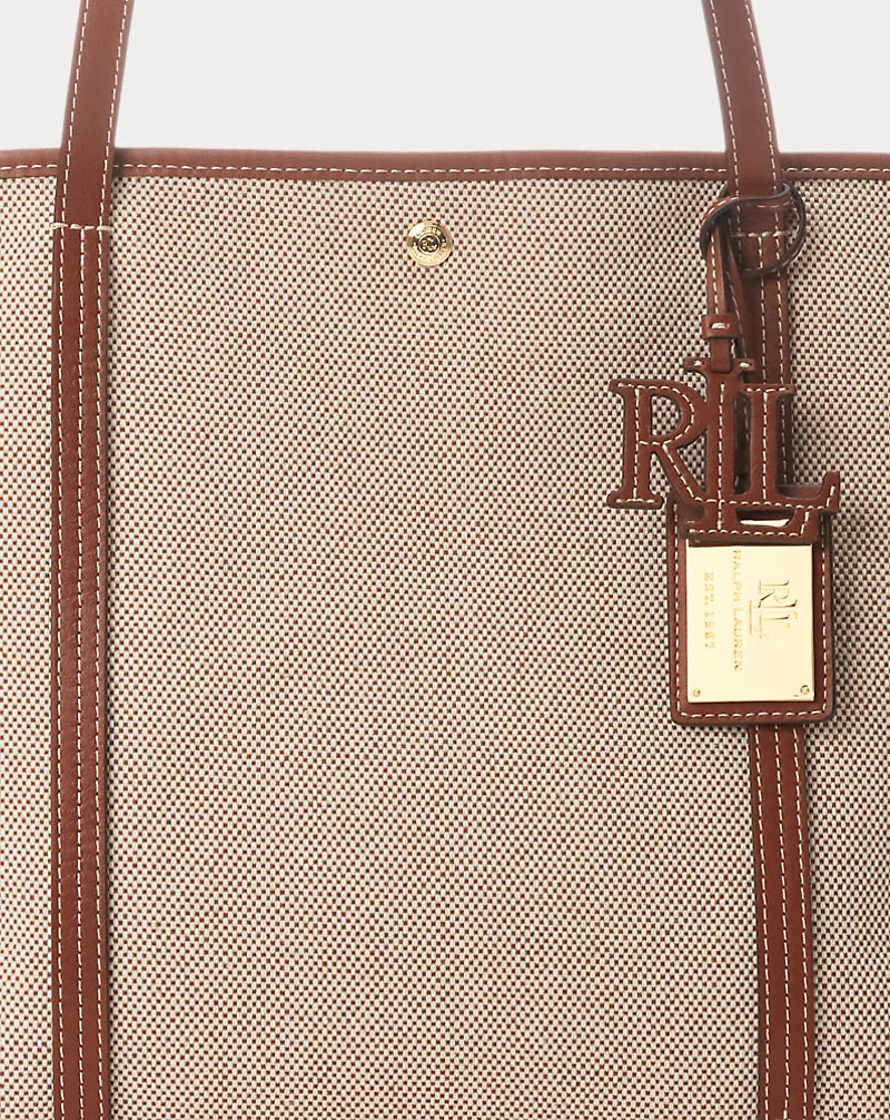 Ralph Lauren Canvas & Leather Large Emerie Tote