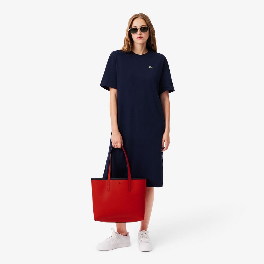 ‏Lacoste Anna Reversible Tote   With Pouch Black / Red