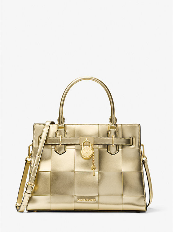 Michael Kors Hamilton Medium Metallic Satchel