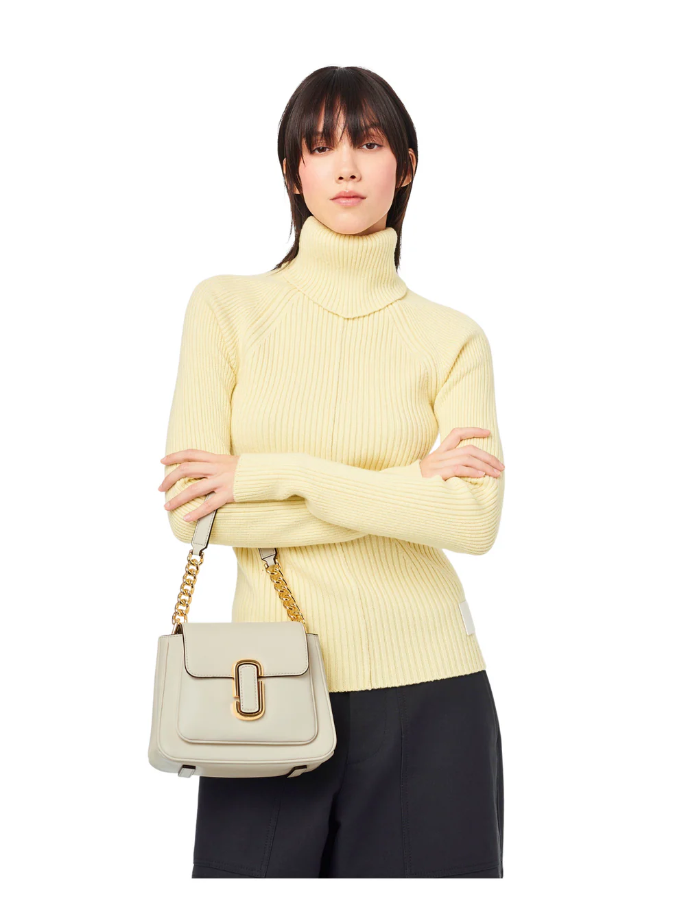 Marc Jacobs The J Marc Chain Leather Satchel Bag Cloud White
