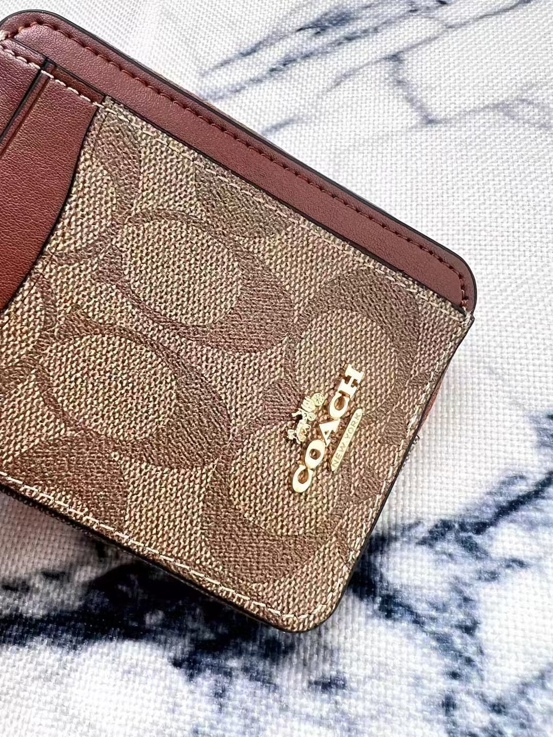 Coach Zip Card Case In Signature Canvas