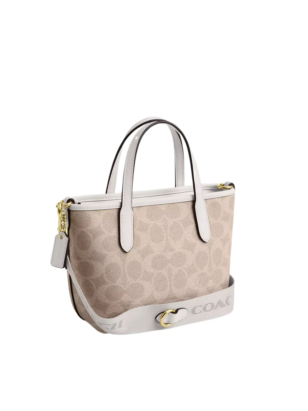 Coach City Mini Tote Bag In Signature Canvas Sand/Chalk