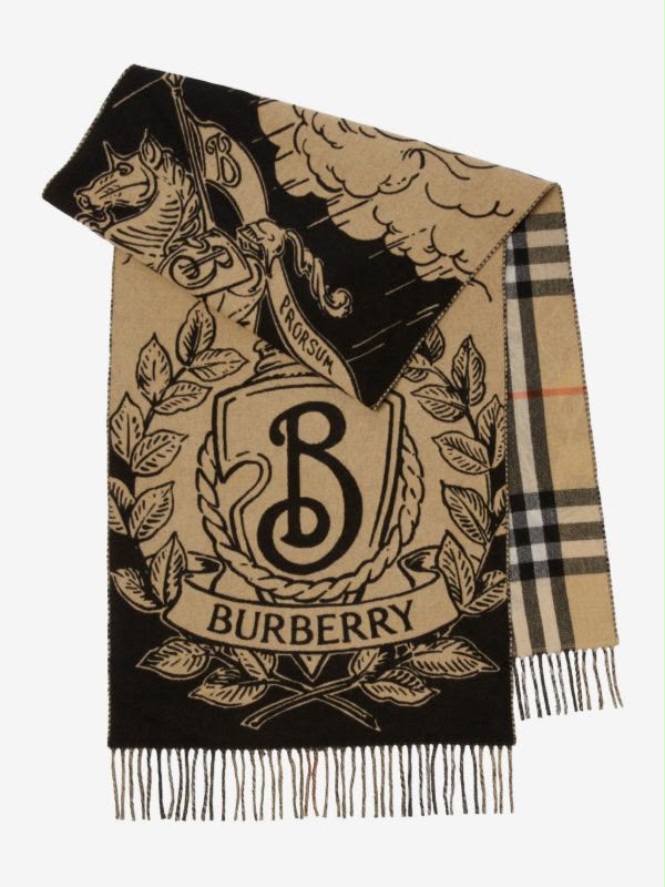 Burberry Wide Gallant Knight Cashmere Scarf