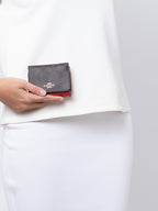 Coach Small Trifold Wallet In Signature Canvas Brown Red
