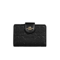Coach Women's Medium Corner Zip Wallet In Signature Leather, Black