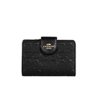 Coach Women's Medium Corner Zip Wallet In Signature Leather, Black