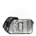 MARC JACOBS
Metallic Sequin Snake Embossed Calfskin Stripe Snapshot Camera Bag Silver