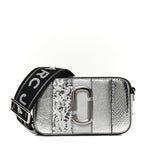 MARC JACOBS
Metallic Sequin Snake Embossed Calfskin Stripe Snapshot Camera Bag Silver