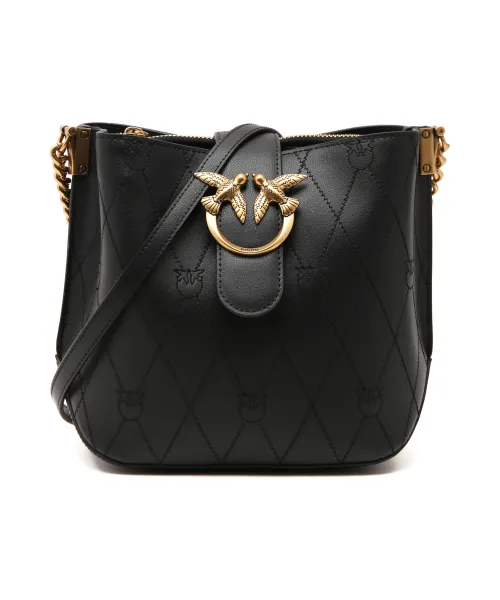 Pinko Leather bucket bag LOVE BUCKET WAVE LOGO CL