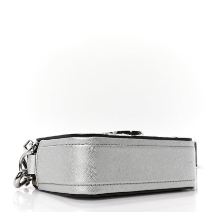 MARC JACOBS
Metallic Sequin Snake Embossed Calfskin Stripe Snapshot Camera Bag Silver