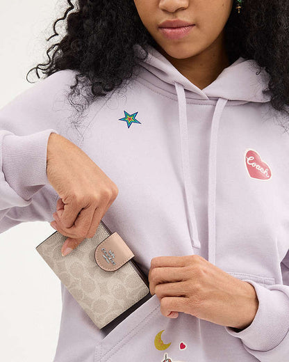 Coach Medium Corner Zip Wallet In Signature Canvas in sand taupe