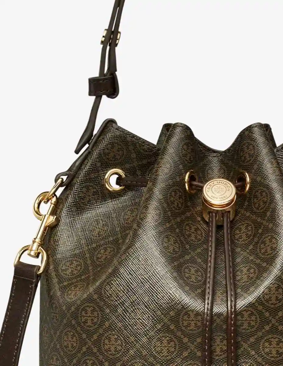 Tory Burch T Monogram Coated Canvas Bucket Bag