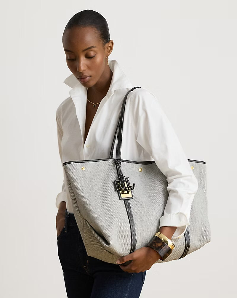 Ralph Lauren Canvas & Leather Large Emerie Tote