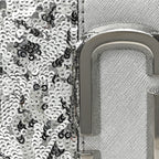 MARC JACOBS
Metallic Sequin Snake Embossed Calfskin Stripe Snapshot Camera Bag Silver